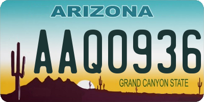 AZ license plate AAQ0936