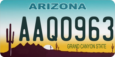 AZ license plate AAQ0963