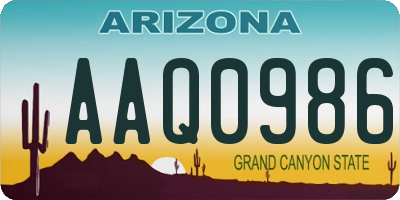 AZ license plate AAQ0986