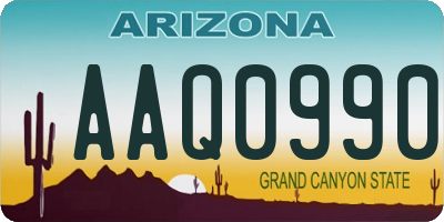 AZ license plate AAQ0990
