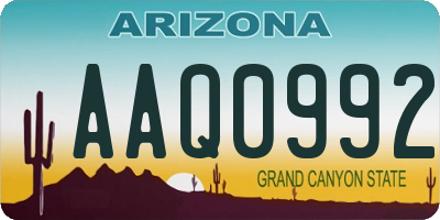 AZ license plate AAQ0992