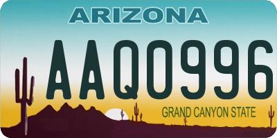 AZ license plate AAQ0996