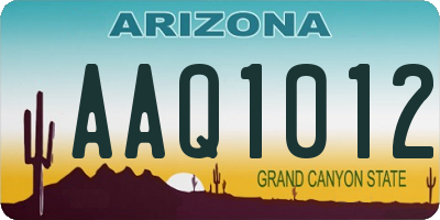 AZ license plate AAQ1012