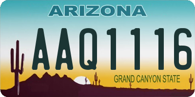 AZ license plate AAQ1116