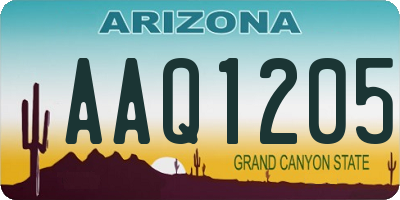 AZ license plate AAQ1205