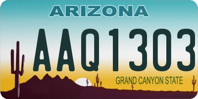 AZ license plate AAQ1303