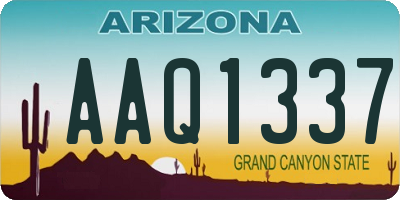 AZ license plate AAQ1337