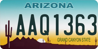 AZ license plate AAQ1363