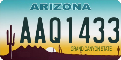 AZ license plate AAQ1433