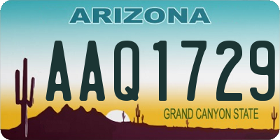 AZ license plate AAQ1729