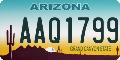 AZ license plate AAQ1799