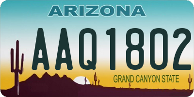 AZ license plate AAQ1802