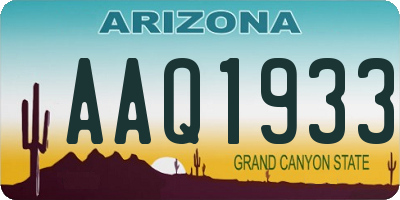 AZ license plate AAQ1933