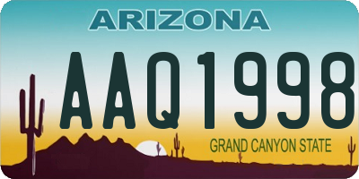 AZ license plate AAQ1998
