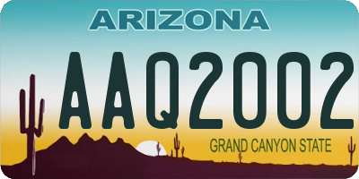 AZ license plate AAQ2002