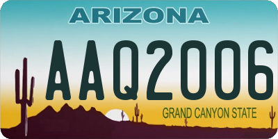 AZ license plate AAQ2006