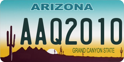 AZ license plate AAQ2010