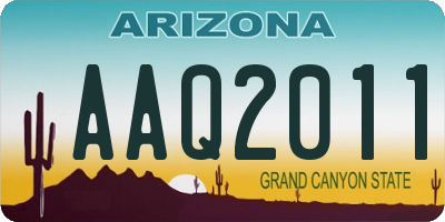 AZ license plate AAQ2011