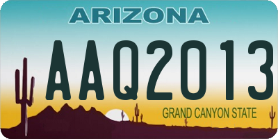 AZ license plate AAQ2013