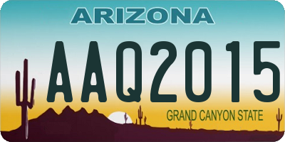 AZ license plate AAQ2015