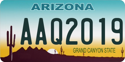AZ license plate AAQ2019