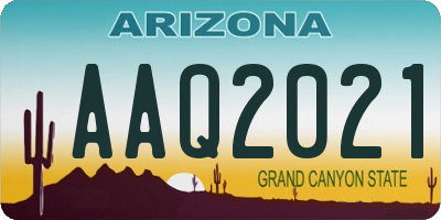 AZ license plate AAQ2021