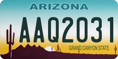 AZ license plate AAQ2031