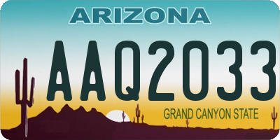 AZ license plate AAQ2033