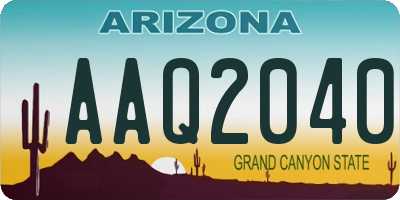 AZ license plate AAQ2040