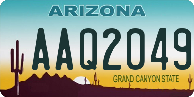 AZ license plate AAQ2049