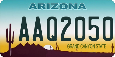 AZ license plate AAQ2050