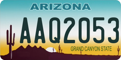 AZ license plate AAQ2053