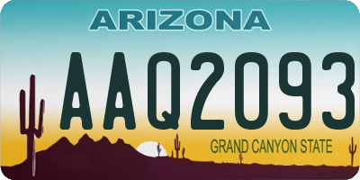 AZ license plate AAQ2093