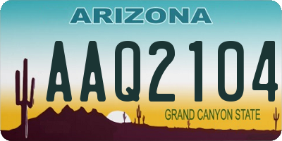 AZ license plate AAQ2104