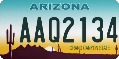 AZ license plate AAQ2134