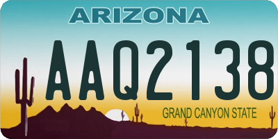 AZ license plate AAQ2138