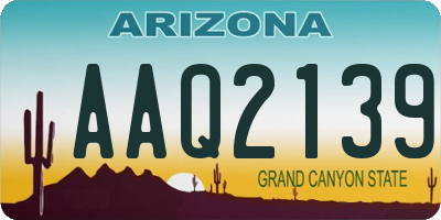 AZ license plate AAQ2139