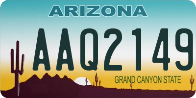 AZ license plate AAQ2149