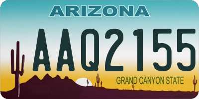 AZ license plate AAQ2155