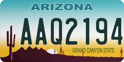 AZ license plate AAQ2194