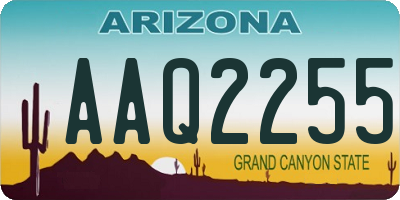 AZ license plate AAQ2255