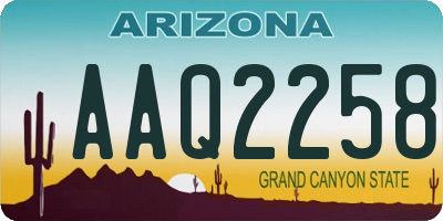 AZ license plate AAQ2258