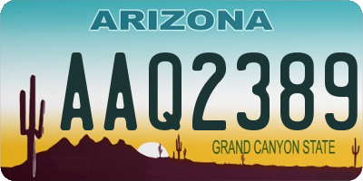 AZ license plate AAQ2389