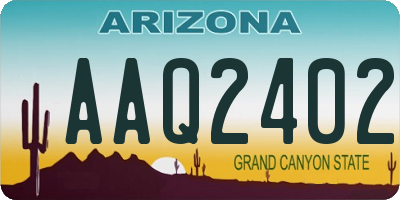 AZ license plate AAQ2402