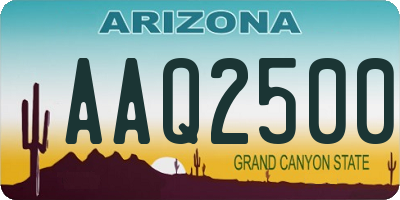 AZ license plate AAQ2500