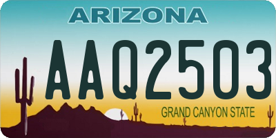 AZ license plate AAQ2503
