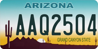 AZ license plate AAQ2504