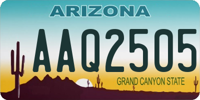 AZ license plate AAQ2505