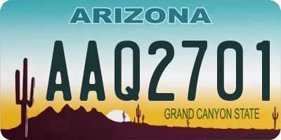 AZ license plate AAQ2701