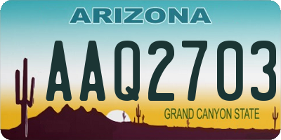 AZ license plate AAQ2703